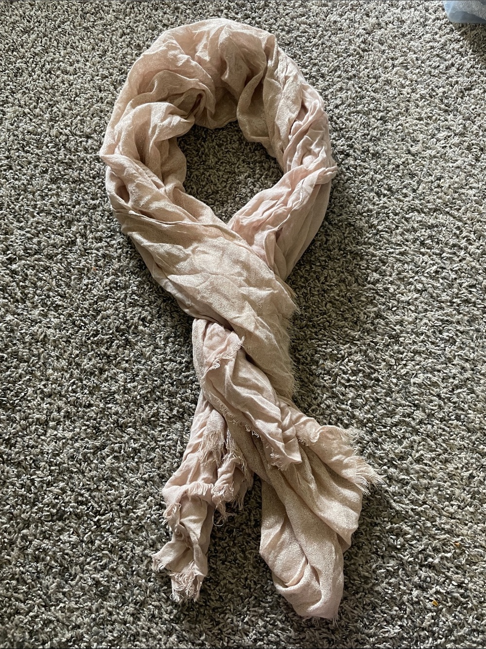 Light Blush Metallic Fringe Wrap Scarf